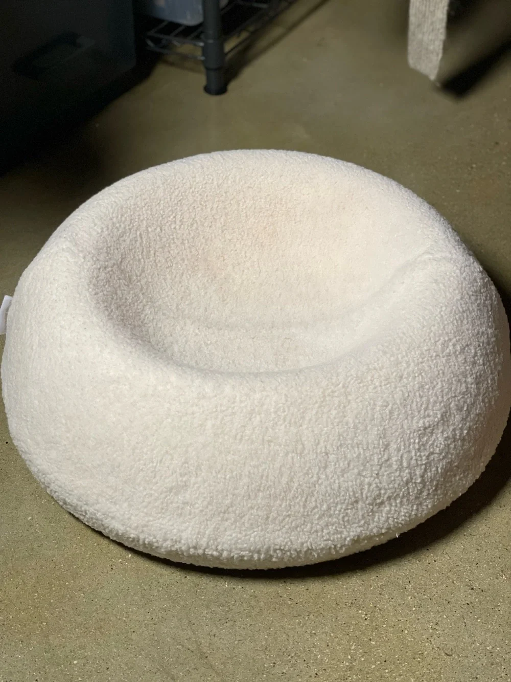 Tuft + Paw Plush Cream Round Sherpa “The Puff” Cat Bed